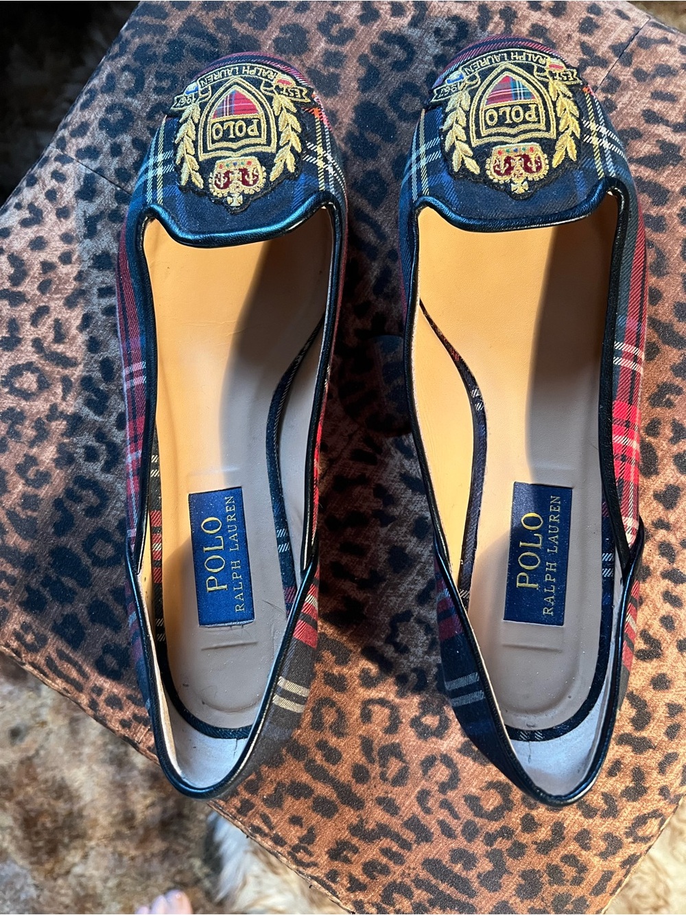 Polo by Ralph Lauren Plaid Crest Ballet Flats, Sz. 8